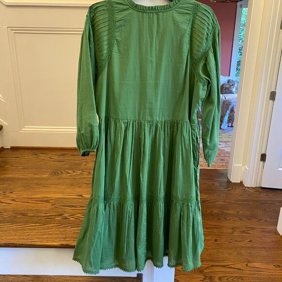 NWT KAREN KANE Mango Tango Lace Trim Tiered Green Dress Size Large (NEW $138) - Picture 8 of 12